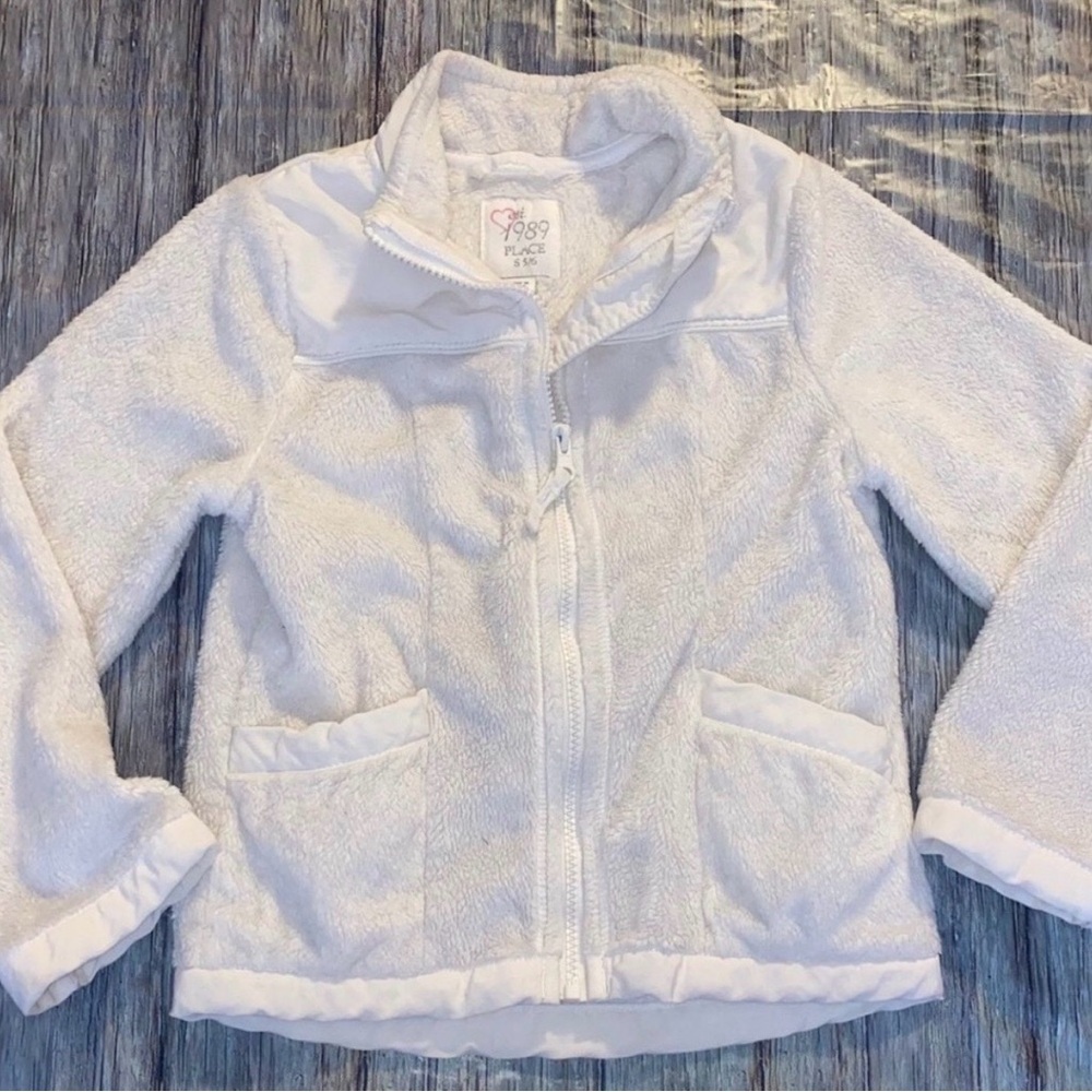 💞 Little Girls Size 4 Cream Fleece Full Zip Jacket